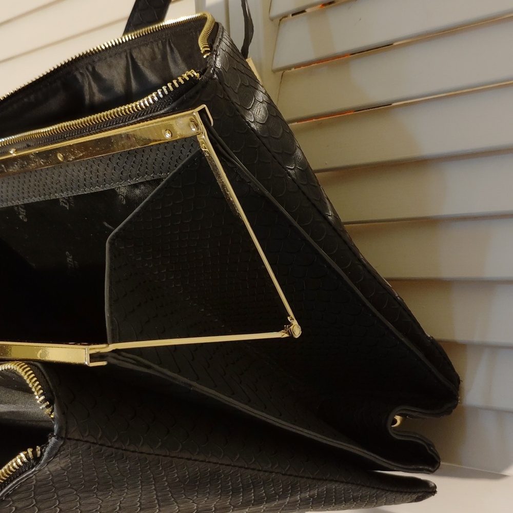 Dune London Black Satin Cosmetic Bag with Gold Accents - Picture 7 of 14